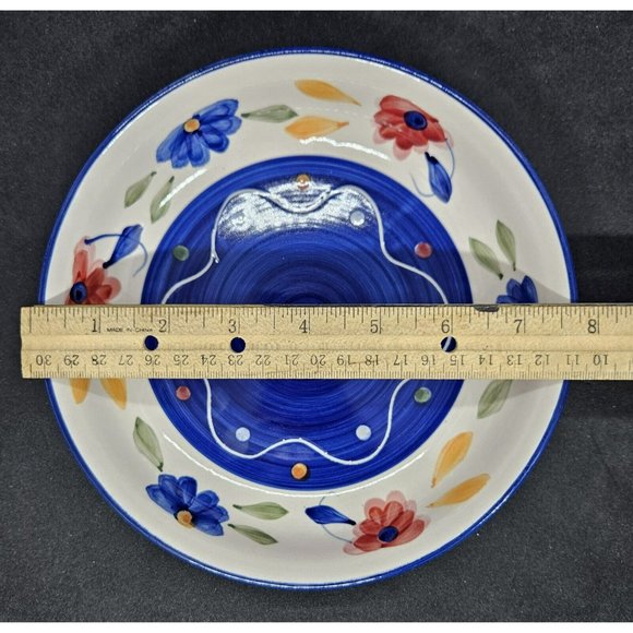 Tabletops Gallery Floral Dots Hand Painted Bowl - Picture 10 of 10